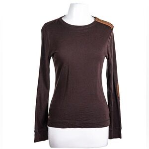 Ralph Lauren long sleeve t with elbow pads and zipper on collar